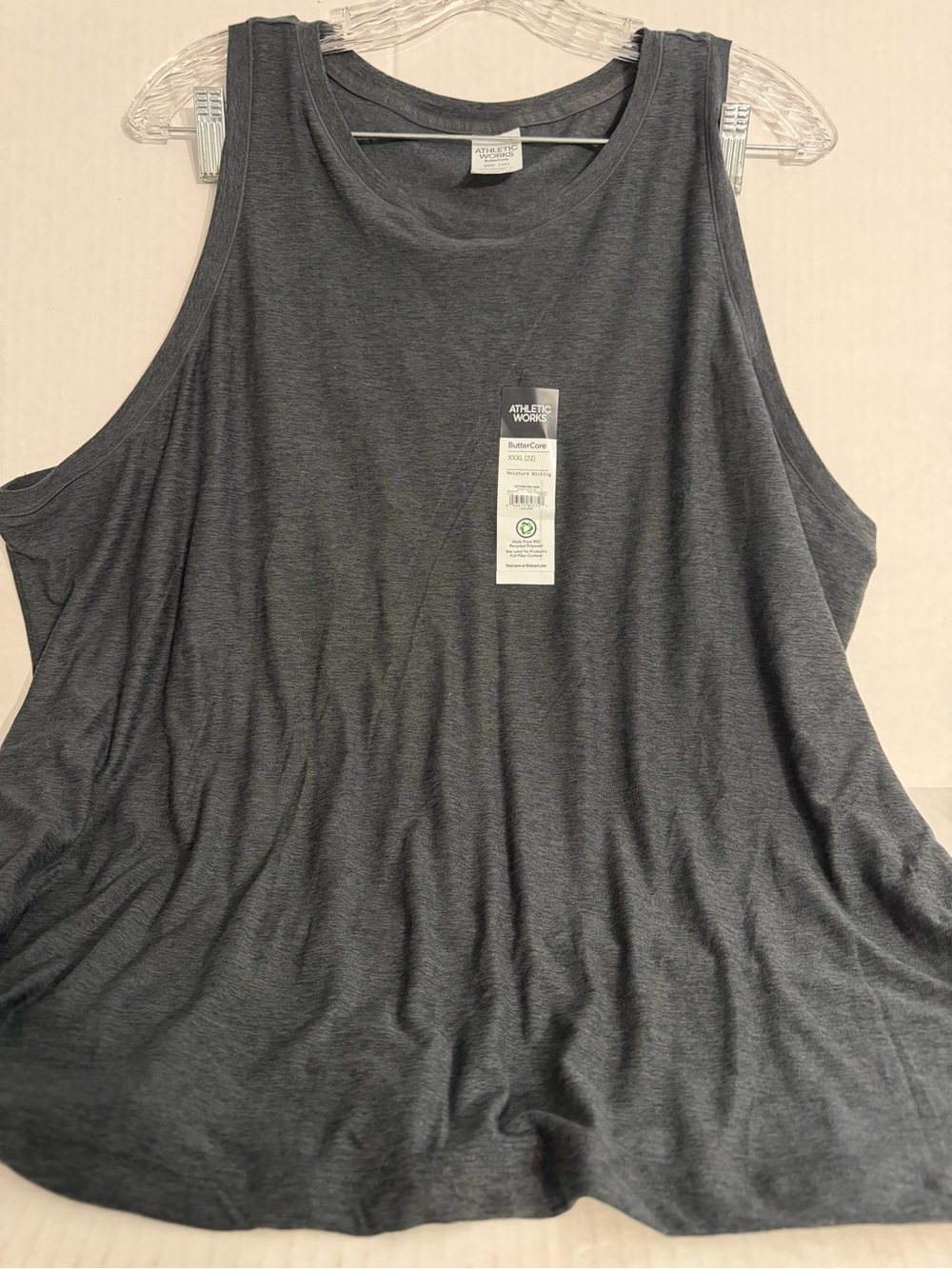 Athletic Works Moisture Wicking Dark Charcoal Scoop Neck Tank Top